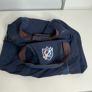 Peter Millar Navy Duffel Bag with Brown Trim